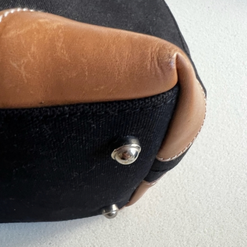 Kate Spade Black Fabric Tote with Tan Leather Logo - Picture 3 of 4